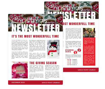 Example of holiday newsletter reminding people to donate and how the donation can have tax benefits - missionprint.com