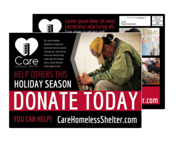 Example of charity postcard reminding people to donate - missionprint.com