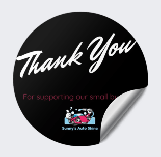 Example of a thank you sticker you can customize and send out - missionprint.com  