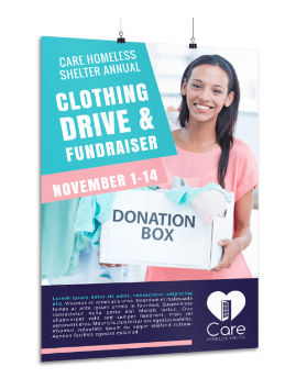 Example of poster informing of a clothing drive and fundraiser - missionprint.com