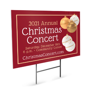 Example of yard sign to have outside charity holiday concert - missionprint.com