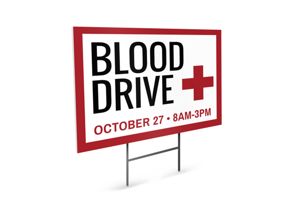 Vampire blood drive lawn sign example - missionprint.com  
