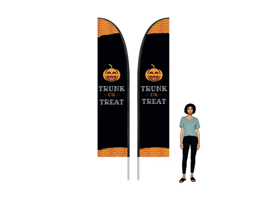 Trunk or treat feather flag example - missionprint.com  